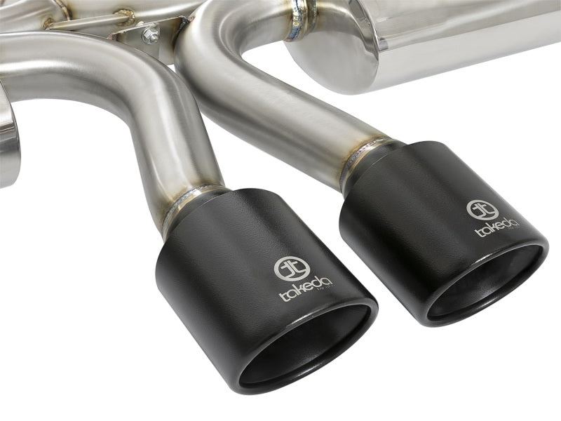 aFe Cat-Back Exhaust System w/ Dual Center, Takeda 3in 304 Stainless Steel 49-36618-B Photo - Unmounted