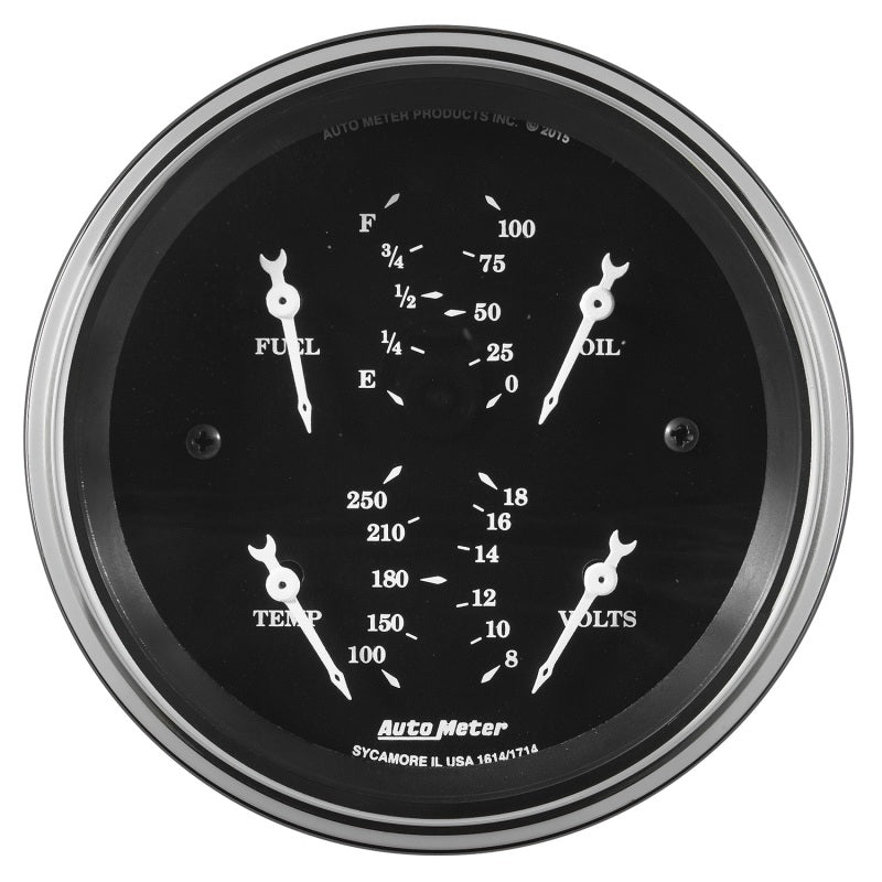 Auto Meter Gauge Dual Fuel & OILP 3 3/8in 240E-33F & 100psi Elec Old Tyme Blk 1713 1713 Photo - Primary