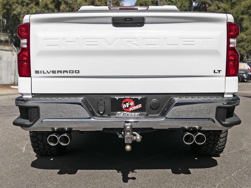 aFe Gemini XV 3in 304 SS Cat-Back Exhaust w/ Cutout 19-21 GM Silverado/Sierra 1500 V8- w/ Black Tips 49-34139-P 49-34139-P Photo - Mounted