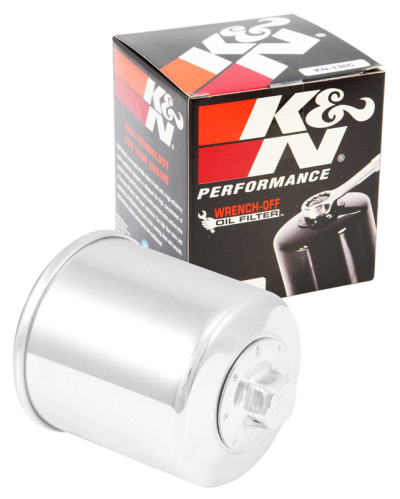 K&N Engineering Oil Filter Powersports Canister Chrome KNEKN-138C KN-138C Photo - out of package