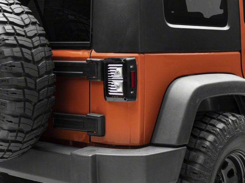 Raxiom 07-18 Jeep Wrangler JK Axial Series Vision LED Tail Lights- Blk Housing (Clear Lens) J130809 J130809 Photo - Close Up