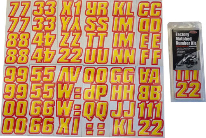 Hardline Snowmobile Lettering Registration Kit 2 in. - 500 Yellow/Red YERED500 YERED500 Photo - Primary
