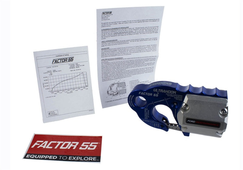 Ford Racing Factor 55 UltraHook w/Rope Guard - Blue M-1821-UHB M-1821-UHB Photo - Unmounted