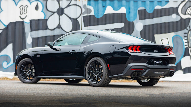 MBRP 15-24 Ford Mustang T304 SS 4in OD / 6.5in Length Quad Tip Cover Kit - Black Tip T5198BLK T5198BLK Photo - lifestyle view