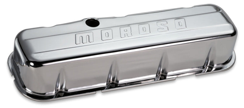 Moroso Stamped Steel Valve Cover, BBC, Chrome Plated Baffled 68113 Photo - Primary