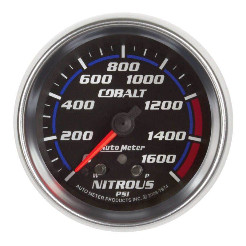 AutoMeter Gauge Nitrous Press 2-5/8in. 1600PSI Stepper Motor W/ Peak & Warn Cobalt 7974 7974 Photo - Primary