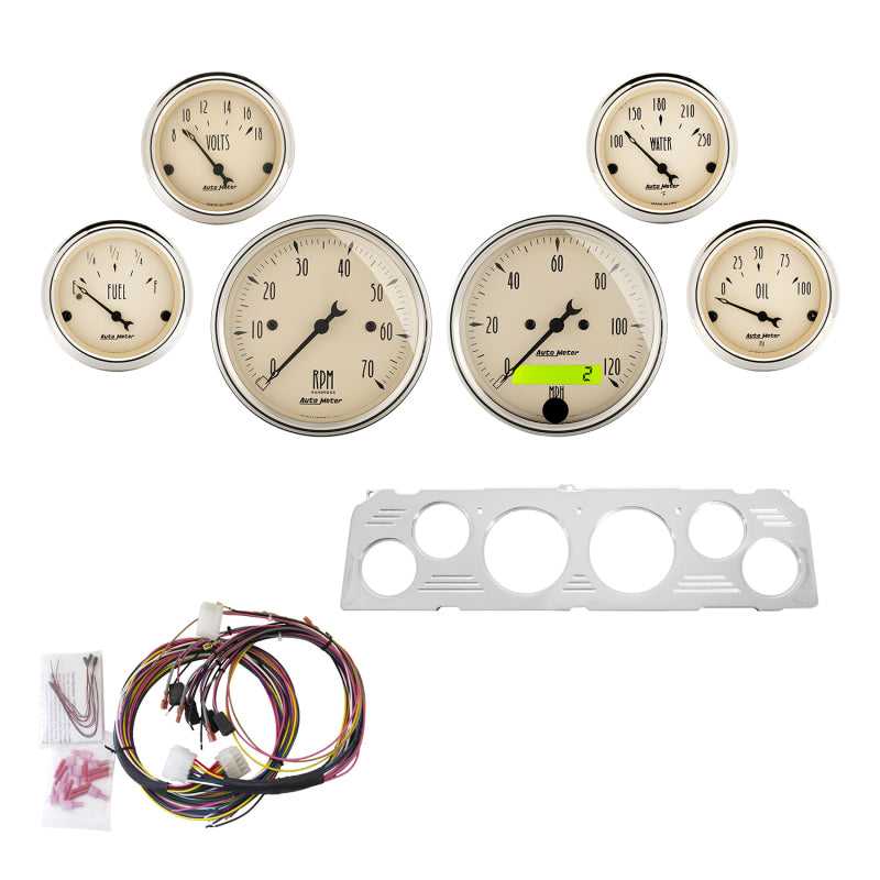 Autometer 6 Gauges Direct-Fit Dash Kit 64-66 Chevy - Antique Beige 7043-AB 7043-AB Photo - Primary