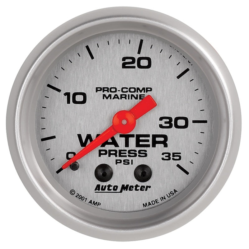 Autometer Gauge, Water Press, 2 1/16", 35 Psi, Mechanical, Marine Silver 200772-33 Photo - Primary