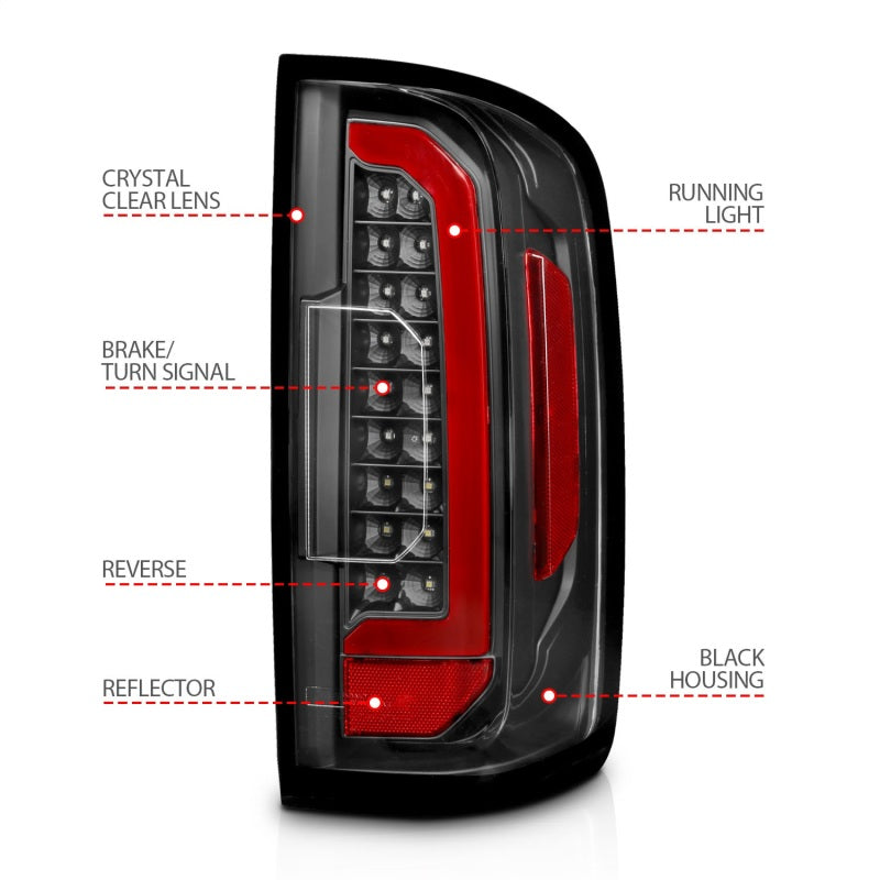 ANZO 15-21 Chevrolet Colorado Full LED Tail Lights w/ Red Lightbar Black Housing Clear Lens 311432 311432 Photo - Unmounted