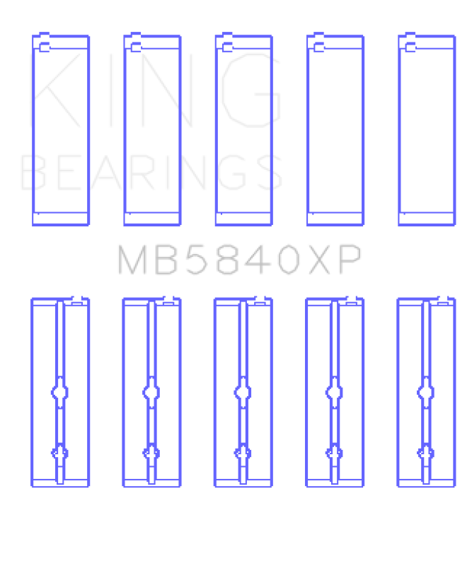 King Chrysler / Dodge Gen 3 Hemi 5.7L / 6.1L / 6.4L Crankshaft Main Bearing Set (Set of 5) MB5840XP MB5840XP Photo - Primary