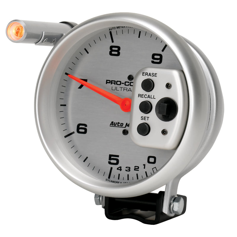 Autometer Gauge, Tach, 5" 9k Rpm Pedestal w/Quick Lite, Dual Range w/Peak Memory 6854 User 2