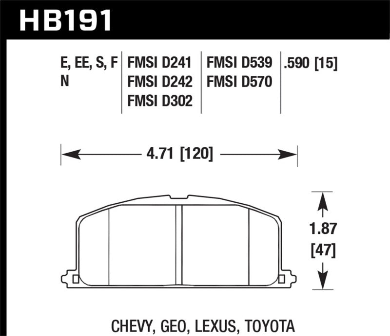 Hawk Performance Hawk 1985 Chevrolet Nova Front ER-1 Brake Pads HB191D.590 HB191D.590 Photo - Primary