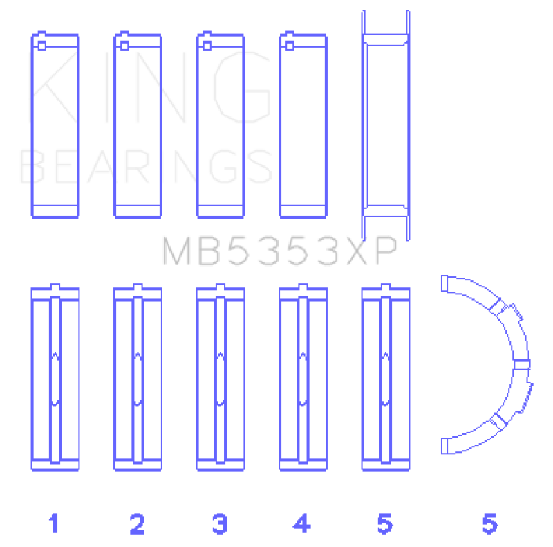 King Engine Bearings Ford 281 4.6L Sohc 16V (Size +0.25mm) Main Bearing Set MB5353XP0.25 MB5353XP0.25 Photo - Primary