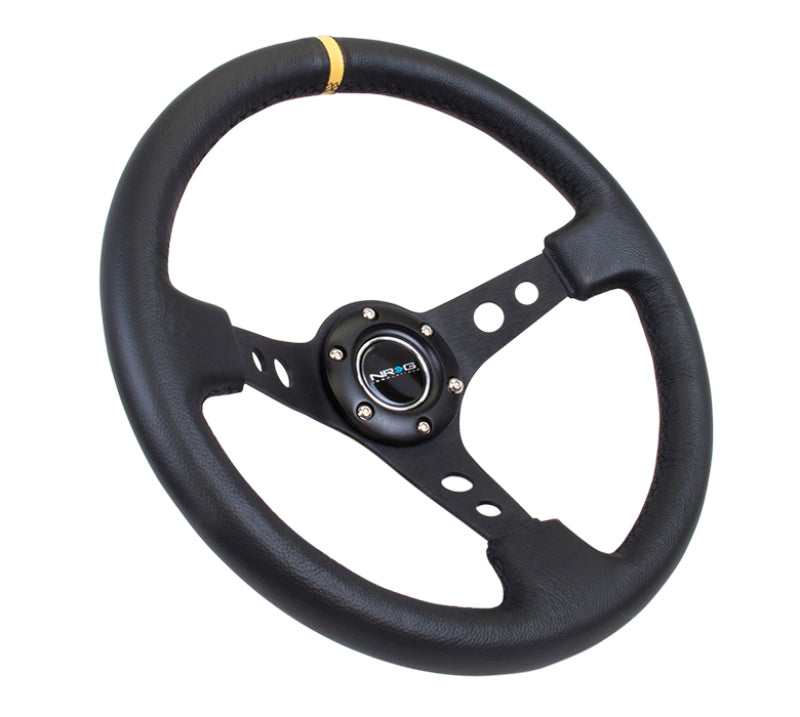 NRG Steering Wheel 350mm Sport 3" Deep Black Spoke Yellow Center Mark RST-006BK-Y Photo - Primary