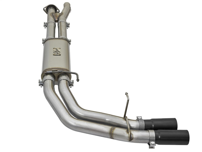 aFe Rebel Series 3in Cat-Back Exhaust System w/ Dual Mid-Side Exit - Black 49-43091-B Photo - Unmounted