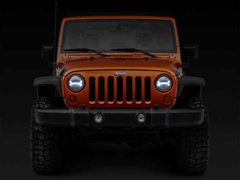 Raxiom 07-18 Jeep Wrangler JK LED Halo Headlights- Black Housing (Clear Lens) J123773 J123773 Photo - Close Up