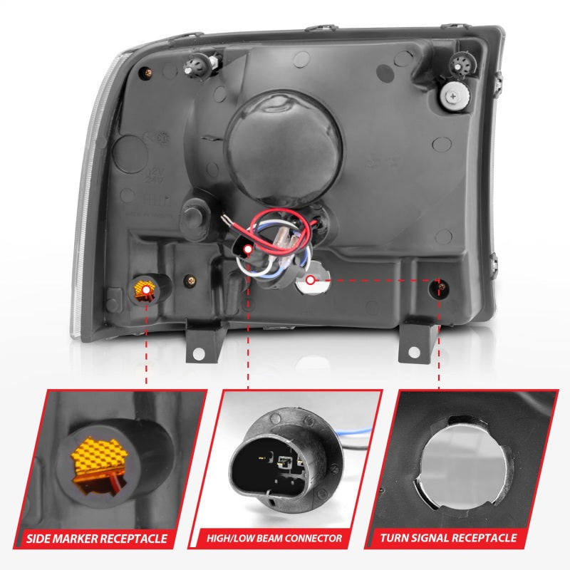 Anzo 2000-2004 Ford Excursion Crystal Headlights Black w/ LED 1pc 111106 Photo - Unmounted