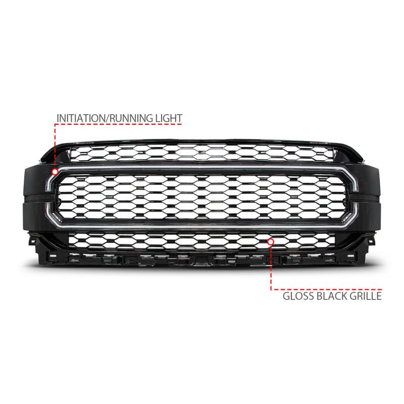 ANZO 21-23 Ford F150 Black Housing Full LED Light Tube Front Grille 901029 901029 Photo - Unmounted