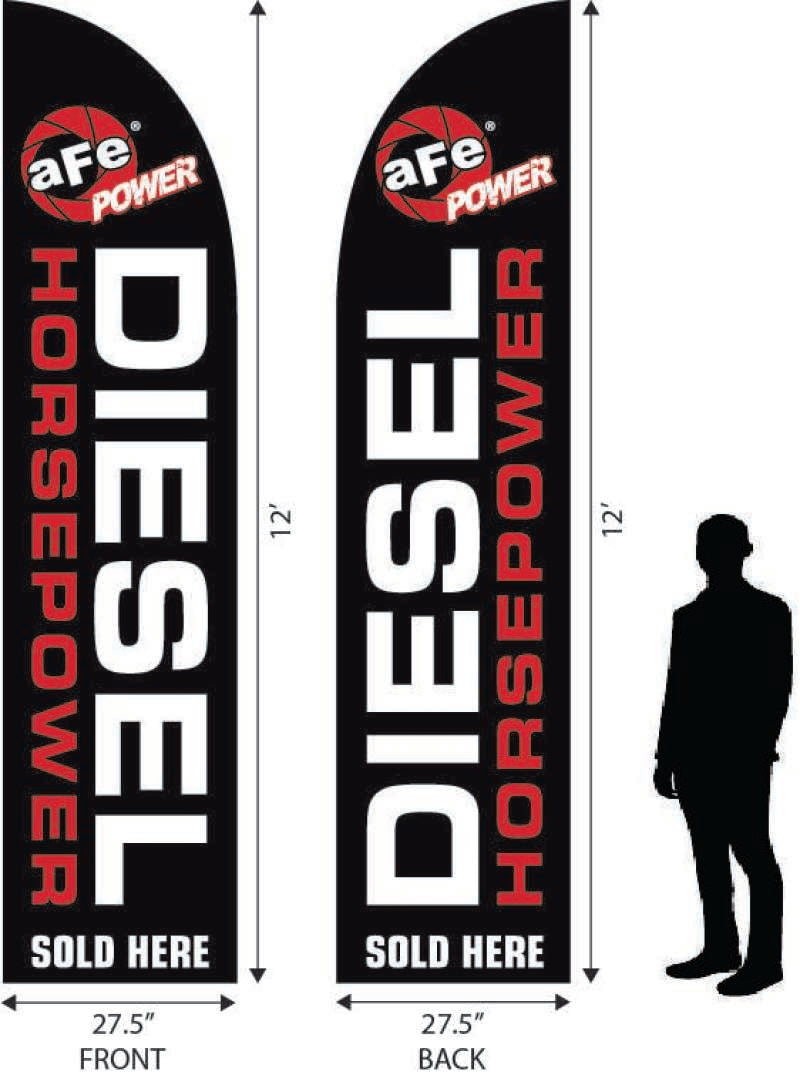 aFe Diesel Horsepower Flag, Black (Double Sided): 12' Ft. Tall x 27.5" Wid 40-10155 Photo - Unmounted