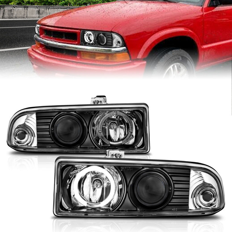 Anzo 1998-2005 Chevrolet S-10 Projector Headlights w/ Halo Black 111015 Photo - Primary