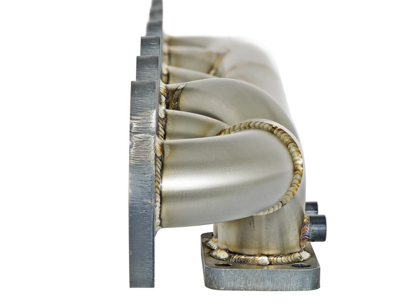 aFe Twisted Steel Header Turbo Manifold, 304 Stainless steel w/ T4 flange 48-32018 Photo - Unmounted