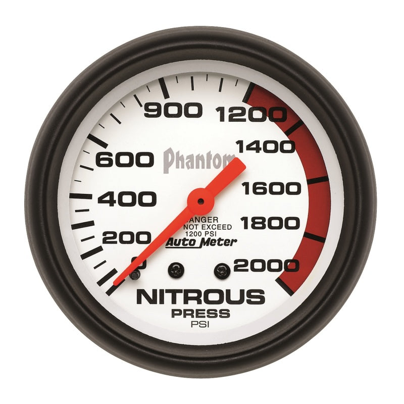 Autometer Gauge, Nitrous Pressure, 2 5/8", 2000Psi, Mechanical, Phantom 5828 Photo - Primary