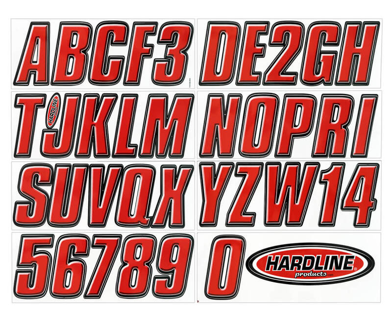 Hardline Boat Lettering Registration Kit 3 in. - 800 Red/Black REBLK800 REBLK800 Photo - Primary