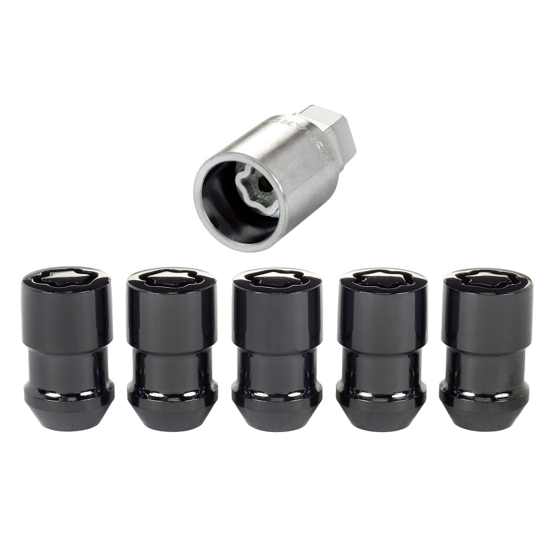 McGard Wheel Lock Nut Set - 5pk. (Cone Seat) 1/2-20 / 3/4 &13/16 Dual Hex / 1.46in. Length - Black 24548 24548 Photo - out of package