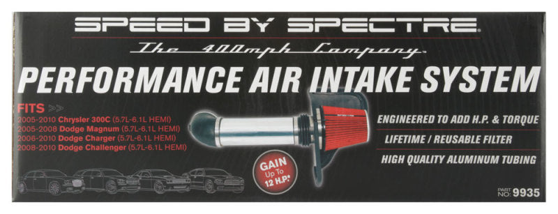Spectre 05-10 Chrysler 300C V8-5.7/6.1L F/I Air Intake Kit - Polished w/Red Filter 9935 9935 Photo - in package