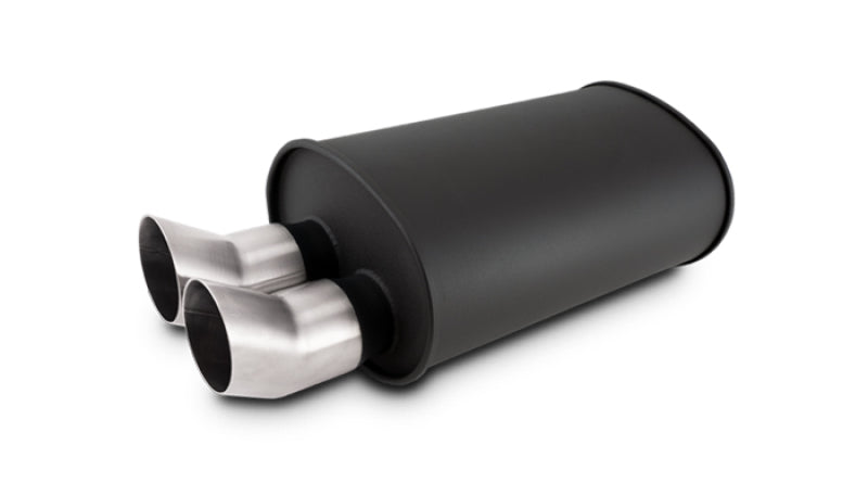 Vibrant Streetpower Flat Blk Muffler 9.5x6.75x15in Body 2.5in Inlet ID 3in Tip OD w/Dual DTM Tips 12335 12335 Photo - Primary
