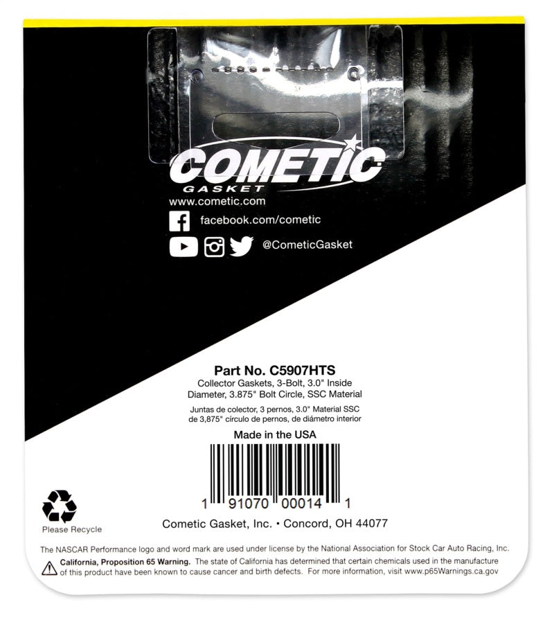 Cometic 3.0in HTS Header Collector Gasket Set - .060in DIA Port/3.875 Bolt Circle C5907HTS C5907HTS Photo - Unmounted