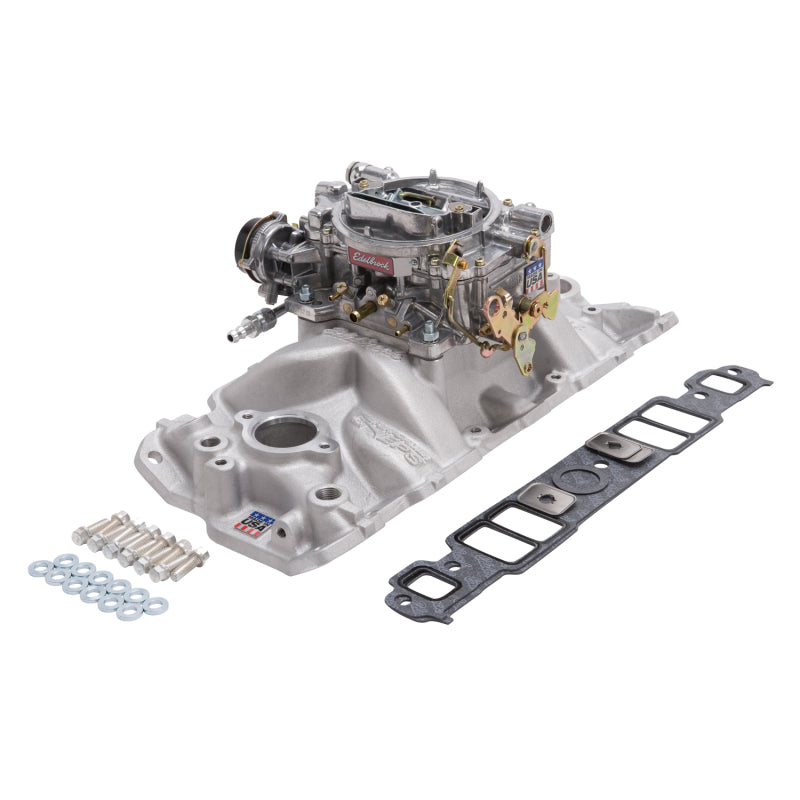 Edelbrock Manifold and Carb Kit, Performer EPS, Small Block Chevrolet, 1957-1986 2021 Photo - out of package