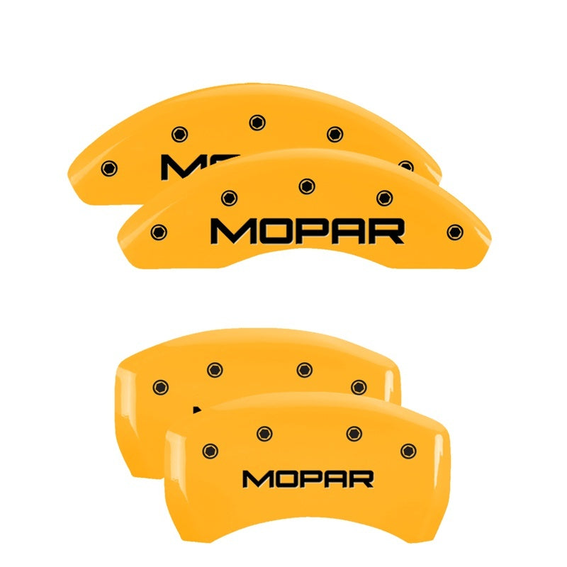 MGP 4 Caliper Covers Engraved Front & Rear MOPAR Yellow finish black ch 42016SMOPYL 42016SMOPYL Photo - Primary
