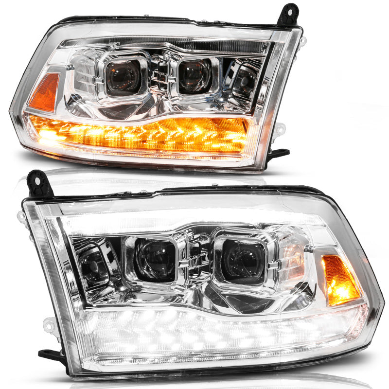 ANZO 09-19 Dodge RAM 1500 / 10-18 2500/3500 LED Proj Headlights SeqSig Chrome - Pair 111627A 111627A User 1