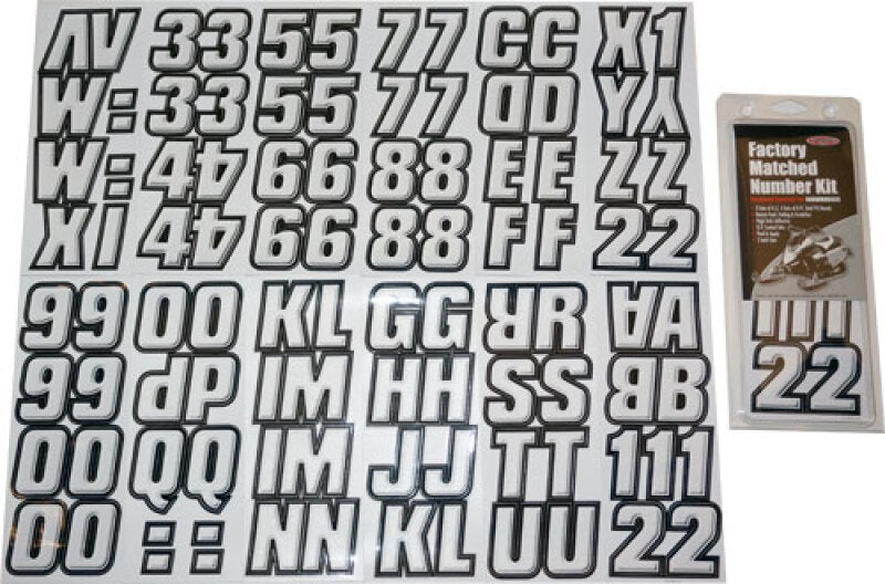 Hardline Snowmobile Lettering Registration Kit 2 in. - 500 White /Black WHBLK500 WHBLK500 Photo - Primary
