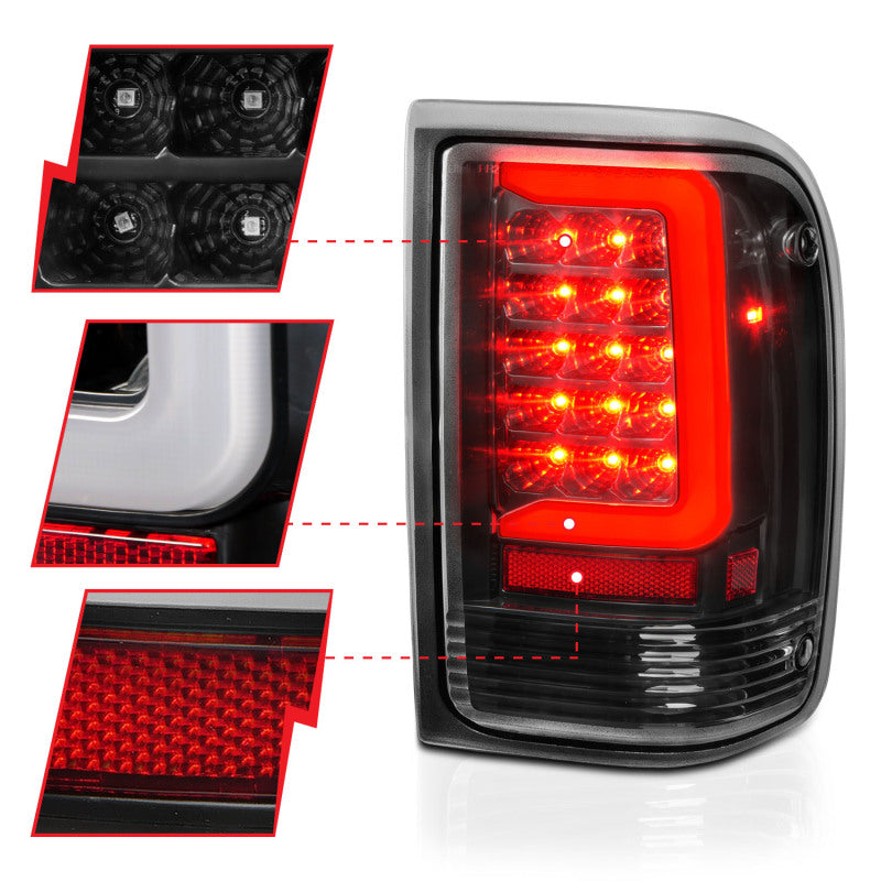 ANZO 1993-1997 Ford Ranger LED Tail Lights w/ Light Bar Black Housing Clear Lens 311359 311359 User 2
