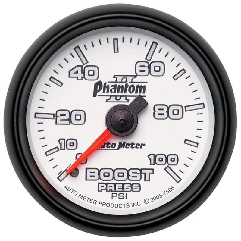 Autometer Gauge, Boost, 2 1/16", 100psi, Mechanical, Phantom II 7506 Photo - Primary