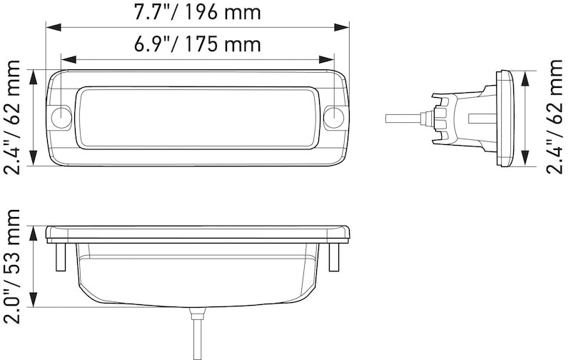 Hella Universal Black Magic 6 L.E.D. Flush Mount Mini Light Bar - Flood Beam 358176221 358176221 Technical Drawing