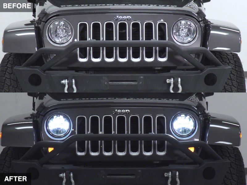 Raxiom07-18 Jeep Wrangler JK LED Halo Projector Headlights- Chrome Housing (Clear Lens) J121872 J121872 Photo - Close Up