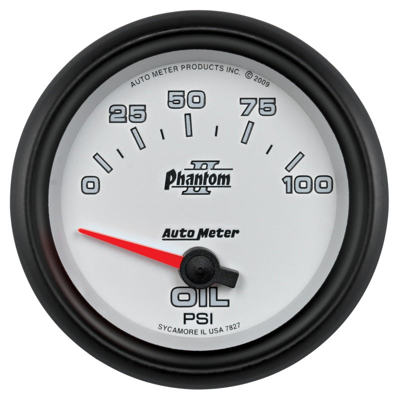 Autometer Gauge, Oil Pressure, 2 5/8", 100Psi, Electric, Phantom II 7827 Photo - Primary