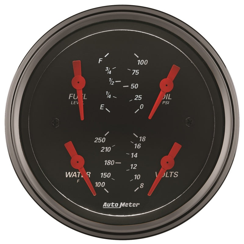 Autometer 3-3/8" Quad Gauge, 100 Psi/100-250 °F/8-18V/0-90 ?, Designer Black 1414 User 2