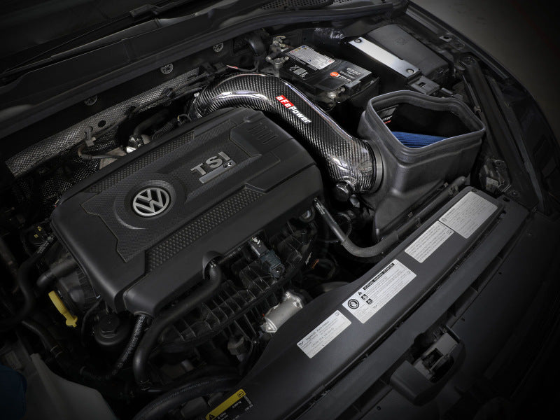 aFe 15-19 VW Golf R (MKVII) L4-2.0L (t) Track Series Carbon Fiber Intake System w/ Pro 5R Filter 57-10016R 57-10016R Photo - Mounted
