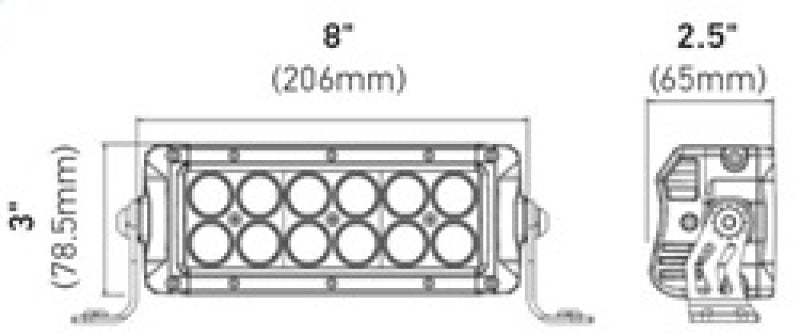 Hella ValueFit Northern Lights Light Bar 12 LED / 8" 357212201 Technical Drawing