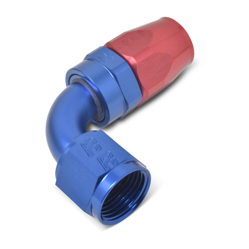 Russell Full Flow 90° Swivel Style Hose End - Red / Blue 610180 Photo - out of package
