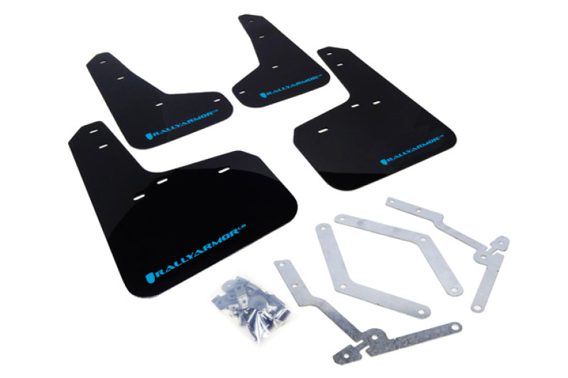 Rally Armor 13-16 Ford Focus ST /16-17 Focus RS UR Black Mud Flap with Nitrous Blu MF27-UR-BLK/NB Photo - Primary