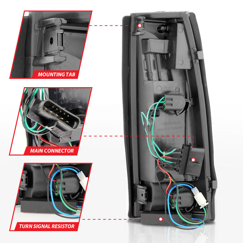 ANZO 1999-2000 Cadillac Escalade LED Taillights Black Housing Clear Lens Pair 311344 311344 Photo - Unmounted