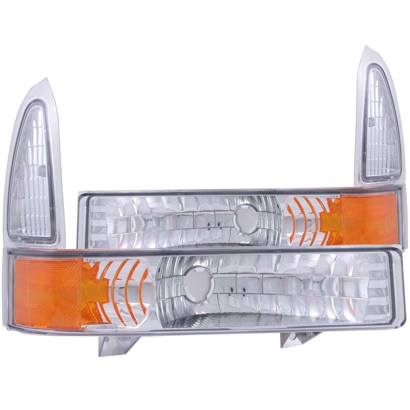 Anzo 2000-2004 Ford Excursion Euro Parking Lights Chrome w/ Amber Reflector 511039 Photo - Primary