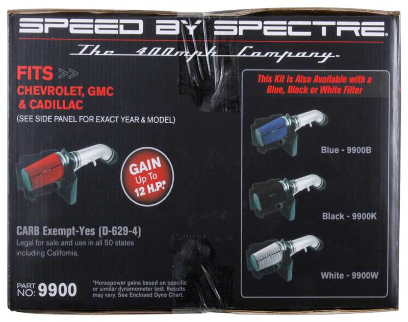 Spectre 99-07 GM Truck V8-4.8/5.3/6.0L F/I Air Intake Kit - Clear Anodized w/Red Filter 9900 9900 Photo - in package