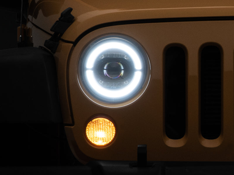 Raxiom 07-18 Jeep Wrangler JK Axial Series LED Headlights- Black Housing (Clear Lens) J132813 J132813 Photo - Close Up