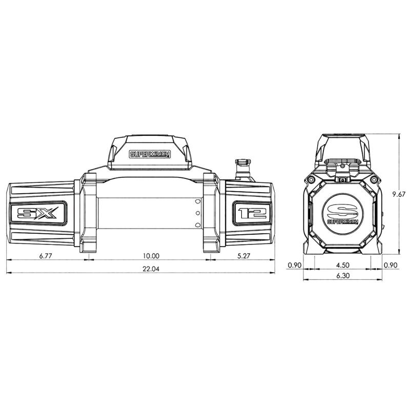 Superwinch 12000 LBS 12 VDC 3/8in x 85ft Wire Rope SX 12000 Winch - Graphite 1712200 1712200 Line Art